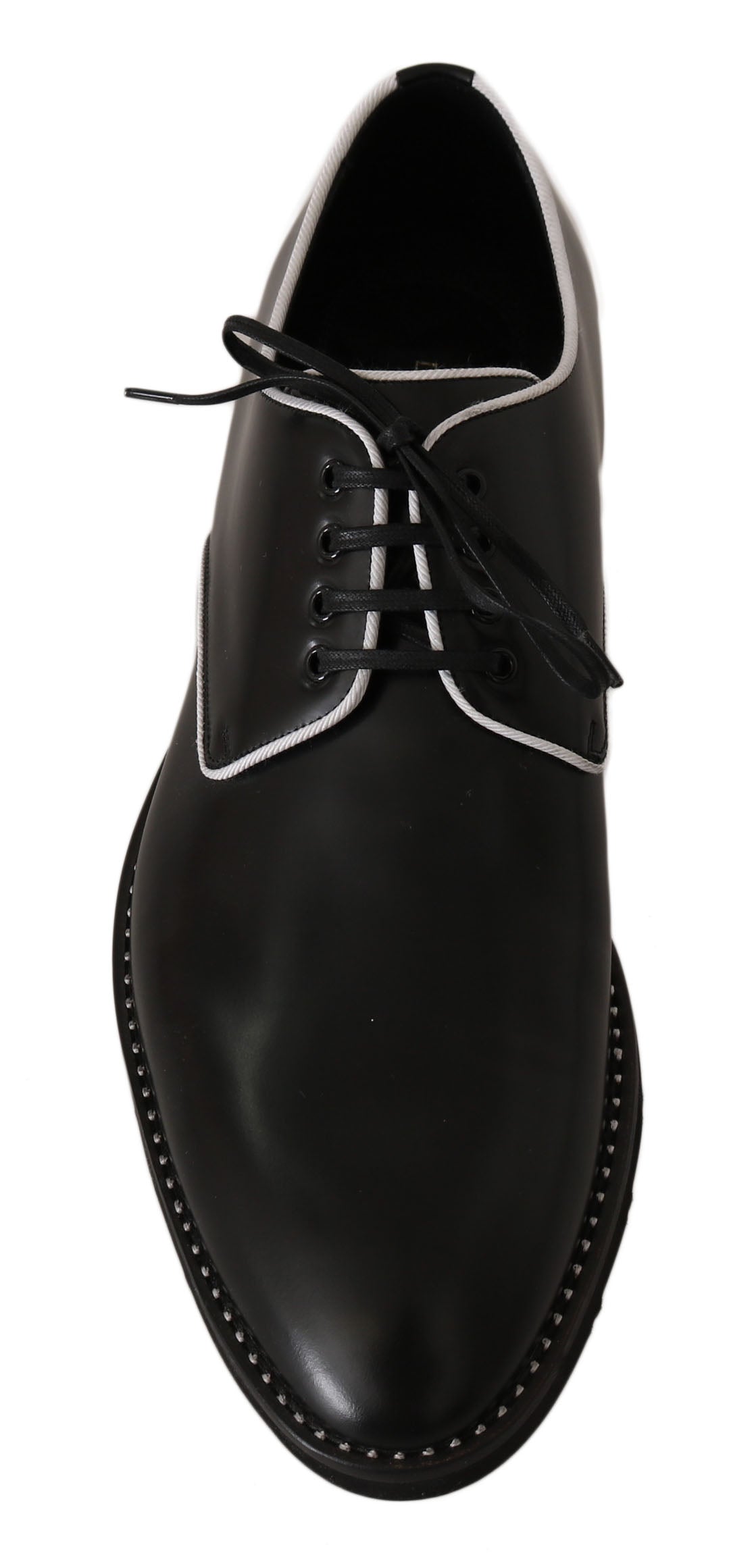 Black Leather White Line Dress Derby Shoes Dolce & Gabbana