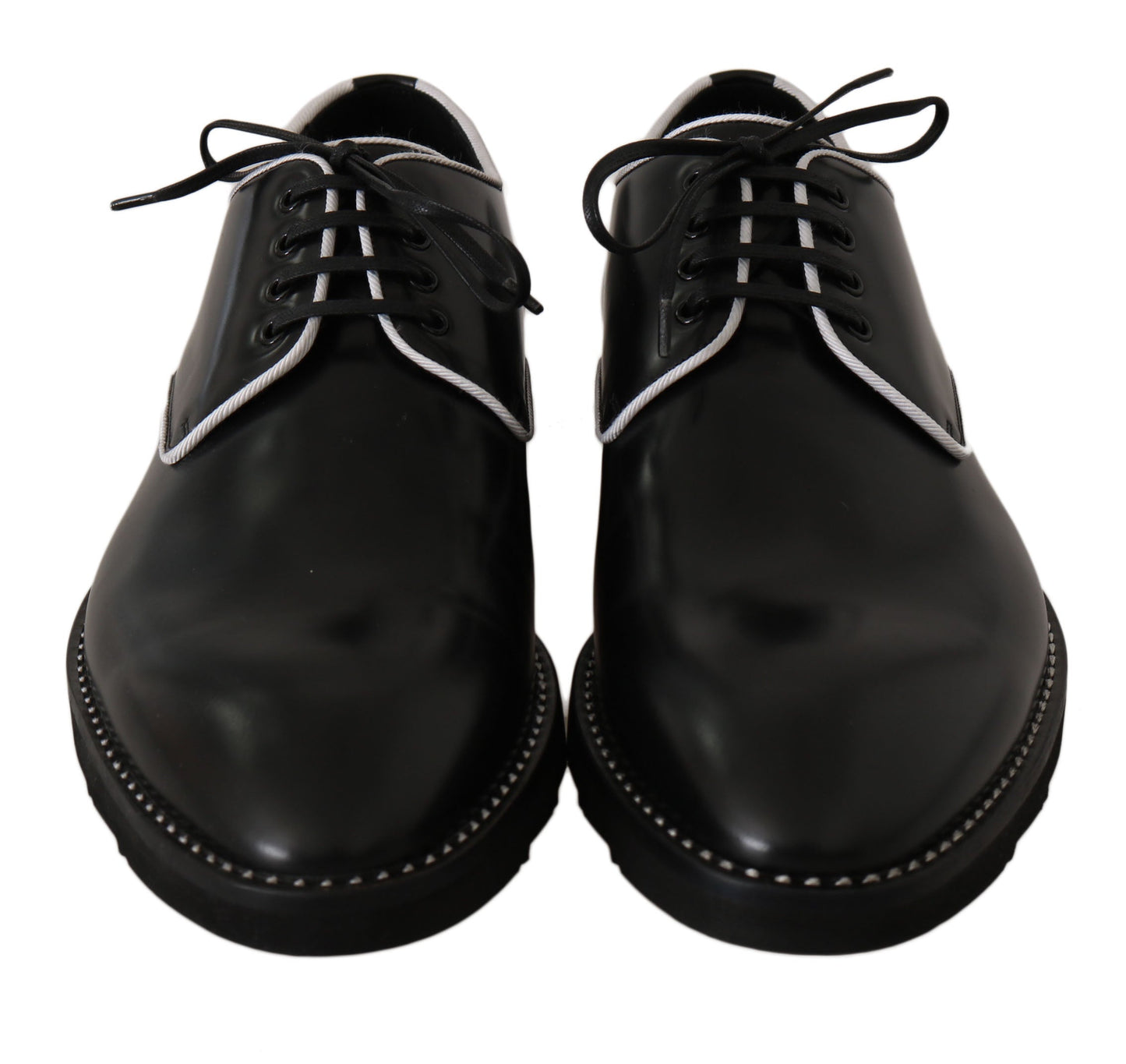 Black Leather White Line Dress Derby Shoes Dolce & Gabbana