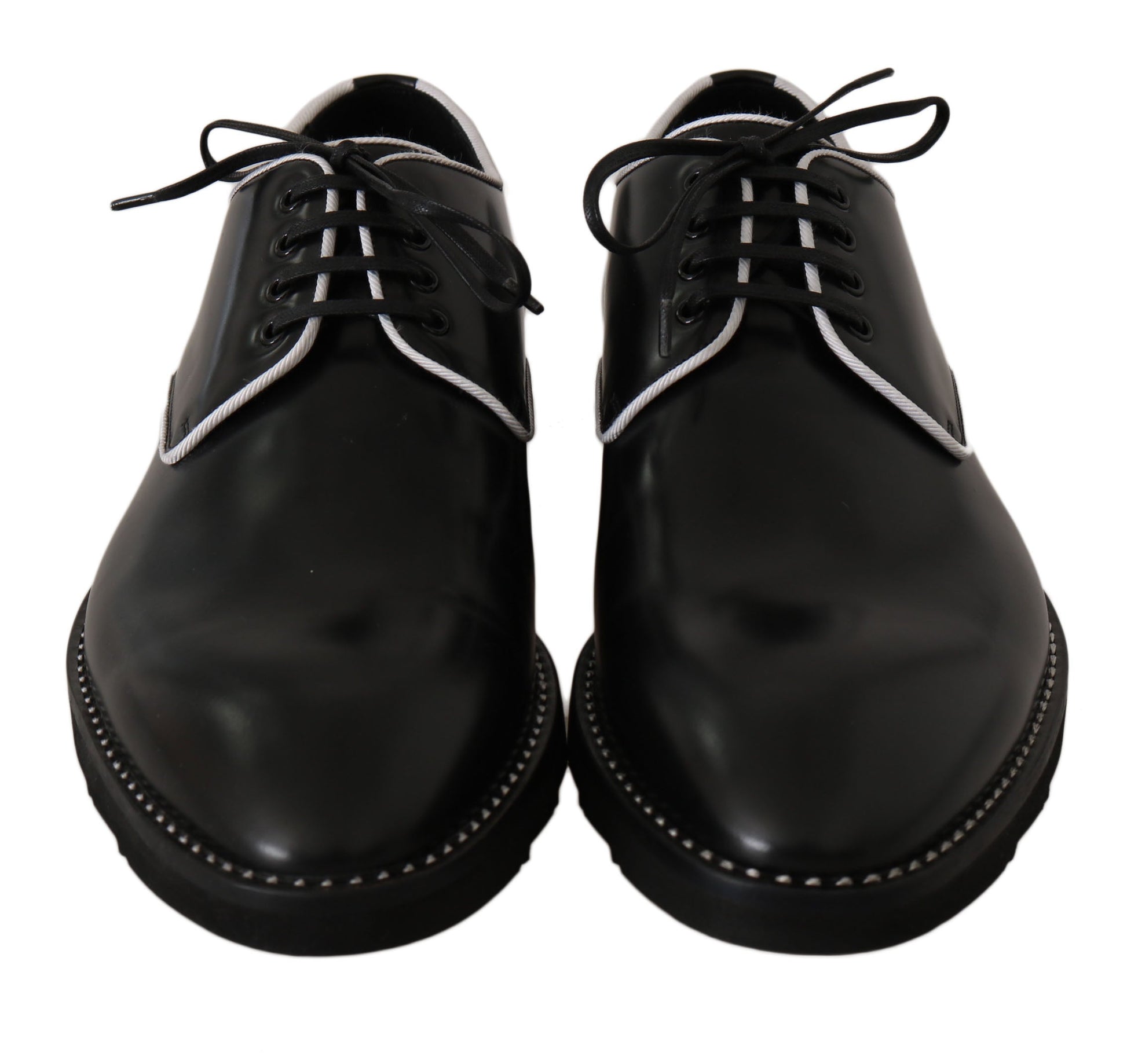 Black Leather White Line Dress Derby Shoes Dolce & Gabbana