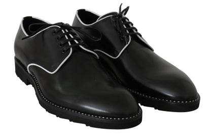 Black Leather White Line Dress Derby Shoes Dolce & Gabbana