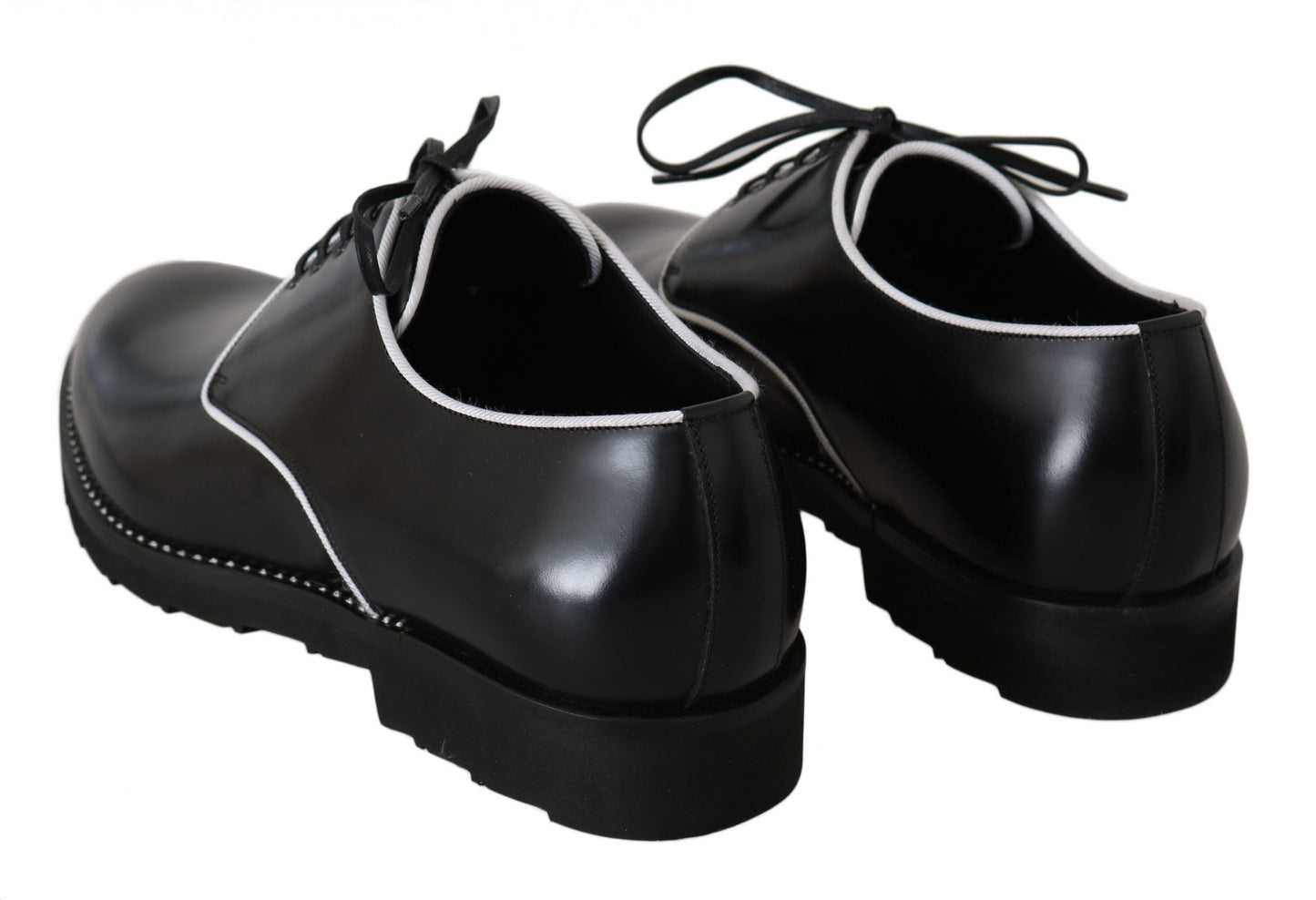 Black Leather White Line Dress Derby Shoes Dolce & Gabbana