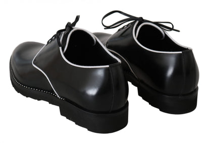 Black Leather White Line Dress Derby Shoes Dolce & Gabbana
