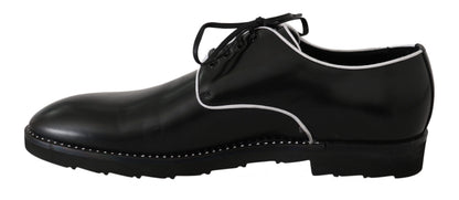 Black Leather White Line Dress Derby Shoes Dolce & Gabbana