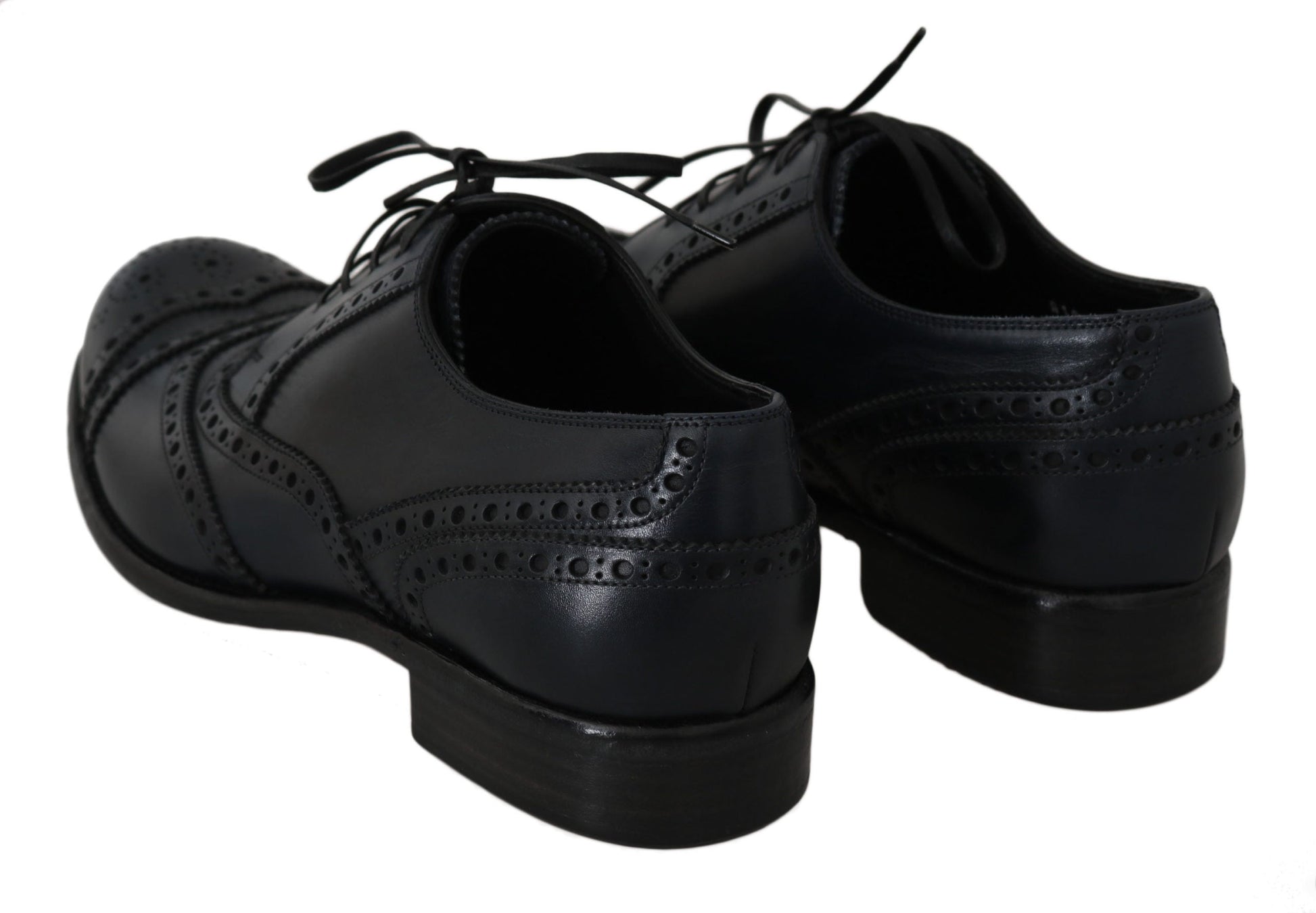 Dark Blue Leather Wingtip Oxford Dress Shoes Dolce & Gabbana