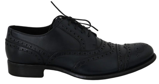 Dark Blue Leather Wingtip Oxford Dress Shoes Dolce & Gabbana