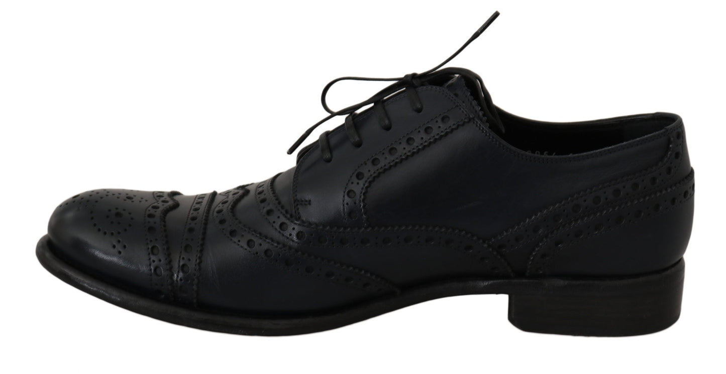 Dark Blue Leather Wingtip Oxford Dress Shoes Dolce & Gabbana