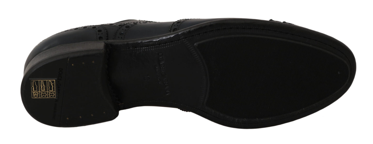Dark Blue Leather Wingtip Oxford Dress Shoes Dolce & Gabbana