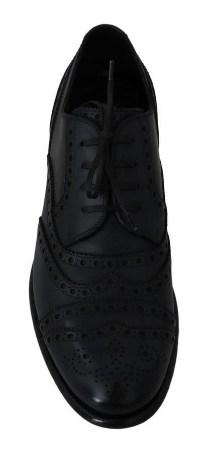 Dark Blue Leather Wingtip Oxford Dress Shoes Dolce & Gabbana
