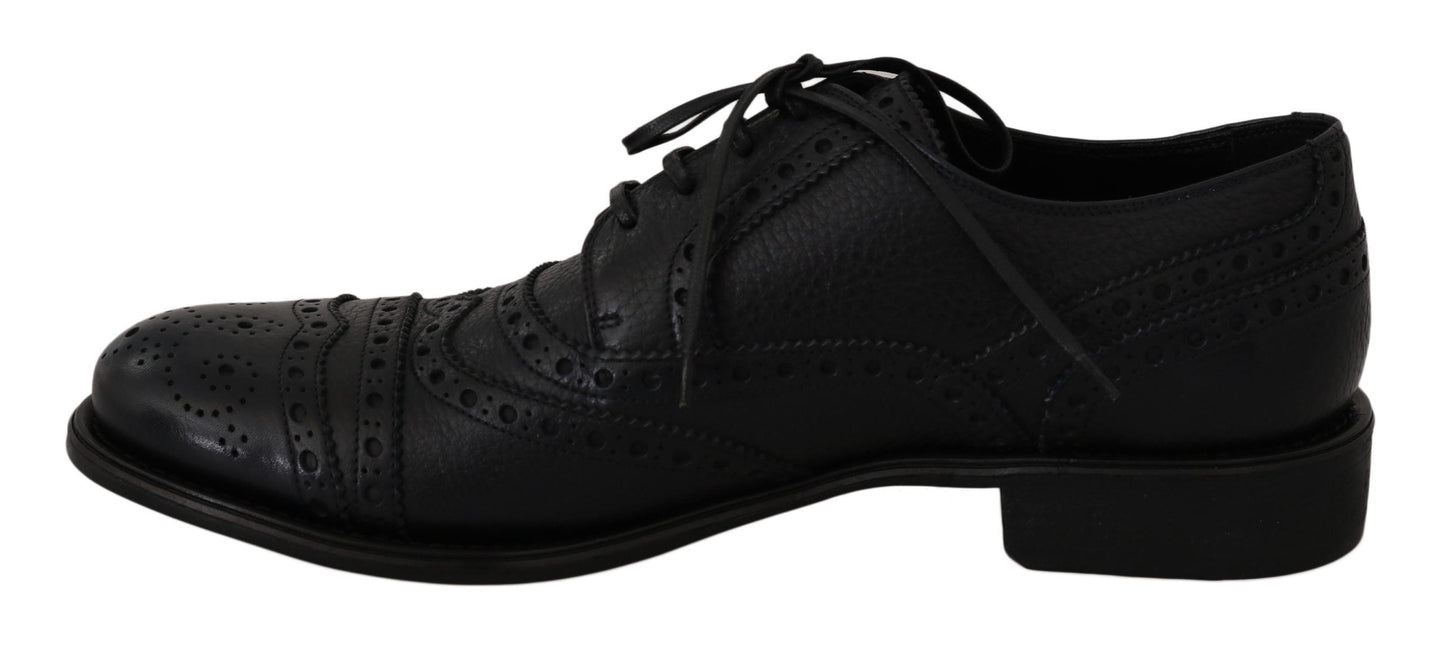 Blue Leather Wingtip Oxford Dress  Shoes Dolce & Gabbana