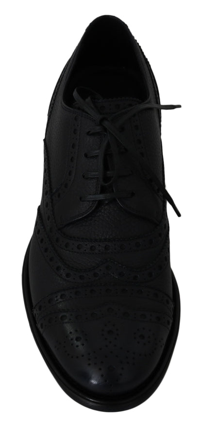 Blue Leather Wingtip Oxford Dress  Shoes Dolce & Gabbana