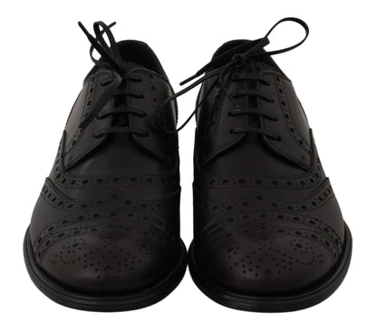 Black Leather Wingtip Oxford Dress  Shoes Dolce & Gabbana
