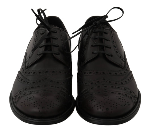 Black Leather Wingtip Oxford Dress  Shoes Dolce & Gabbana