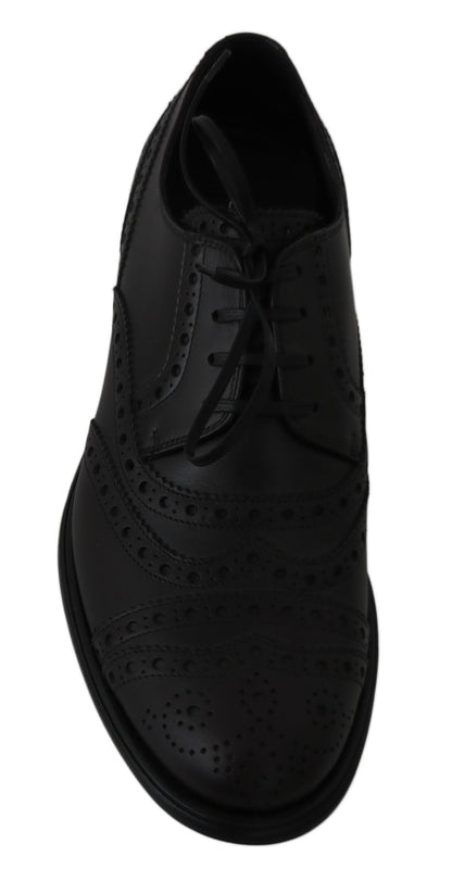 Black Leather Wingtip Oxford Dress  Shoes Dolce & Gabbana