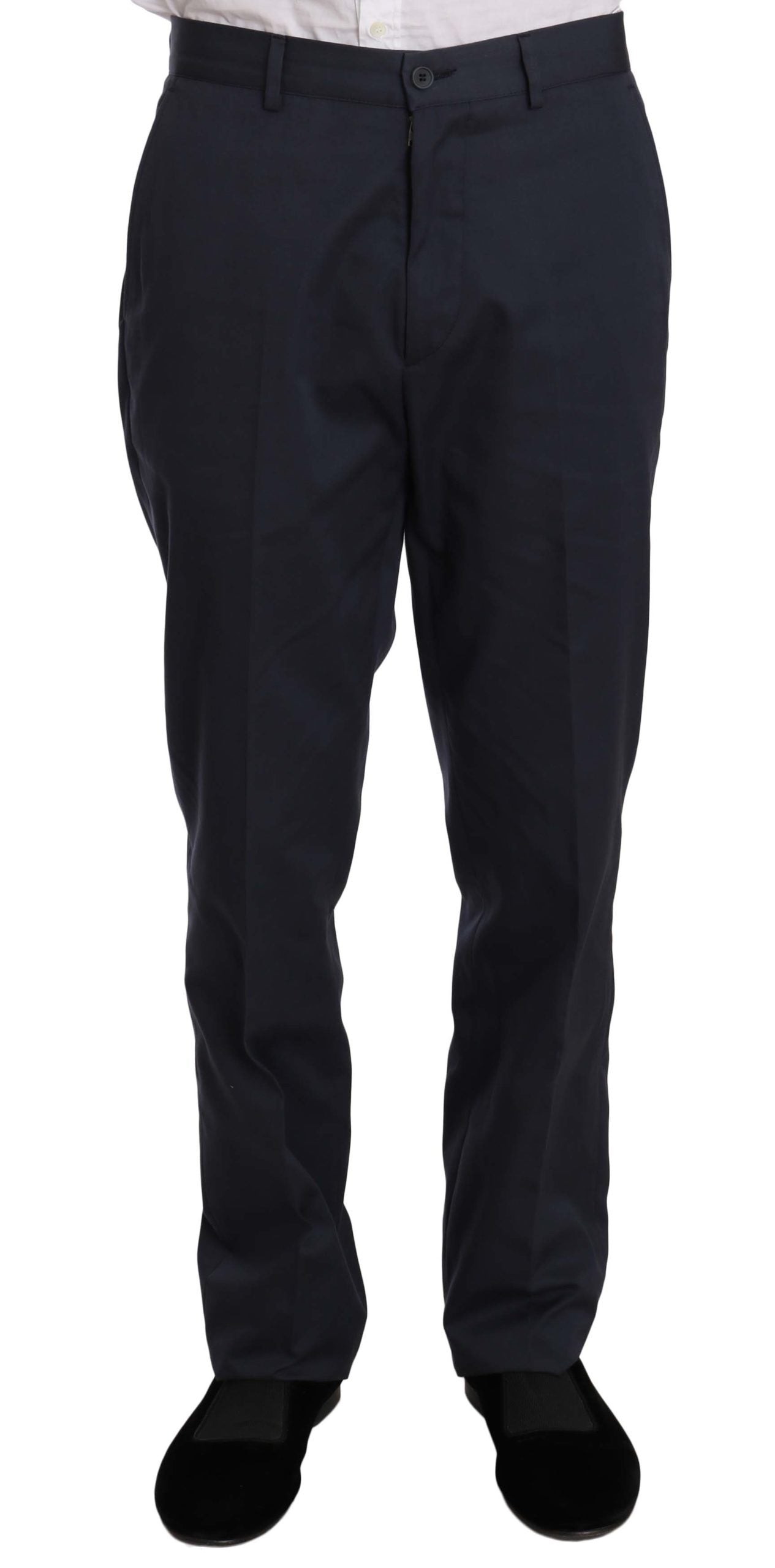 Two Piece 3 Button Cotton Blue Solid Suit Romeo Gigli