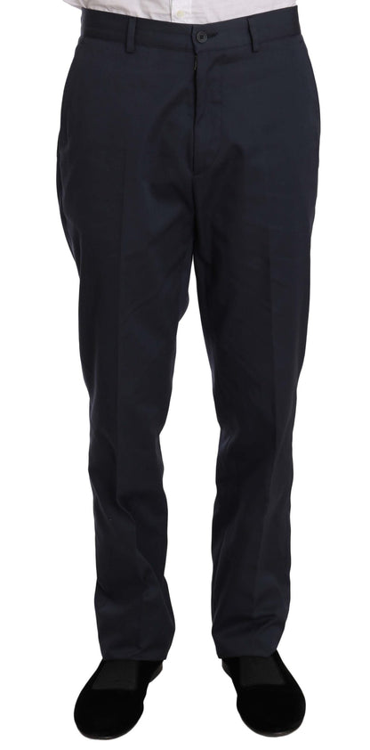 Two Piece 3 Button Cotton Blue Solid Suit Romeo Gigli