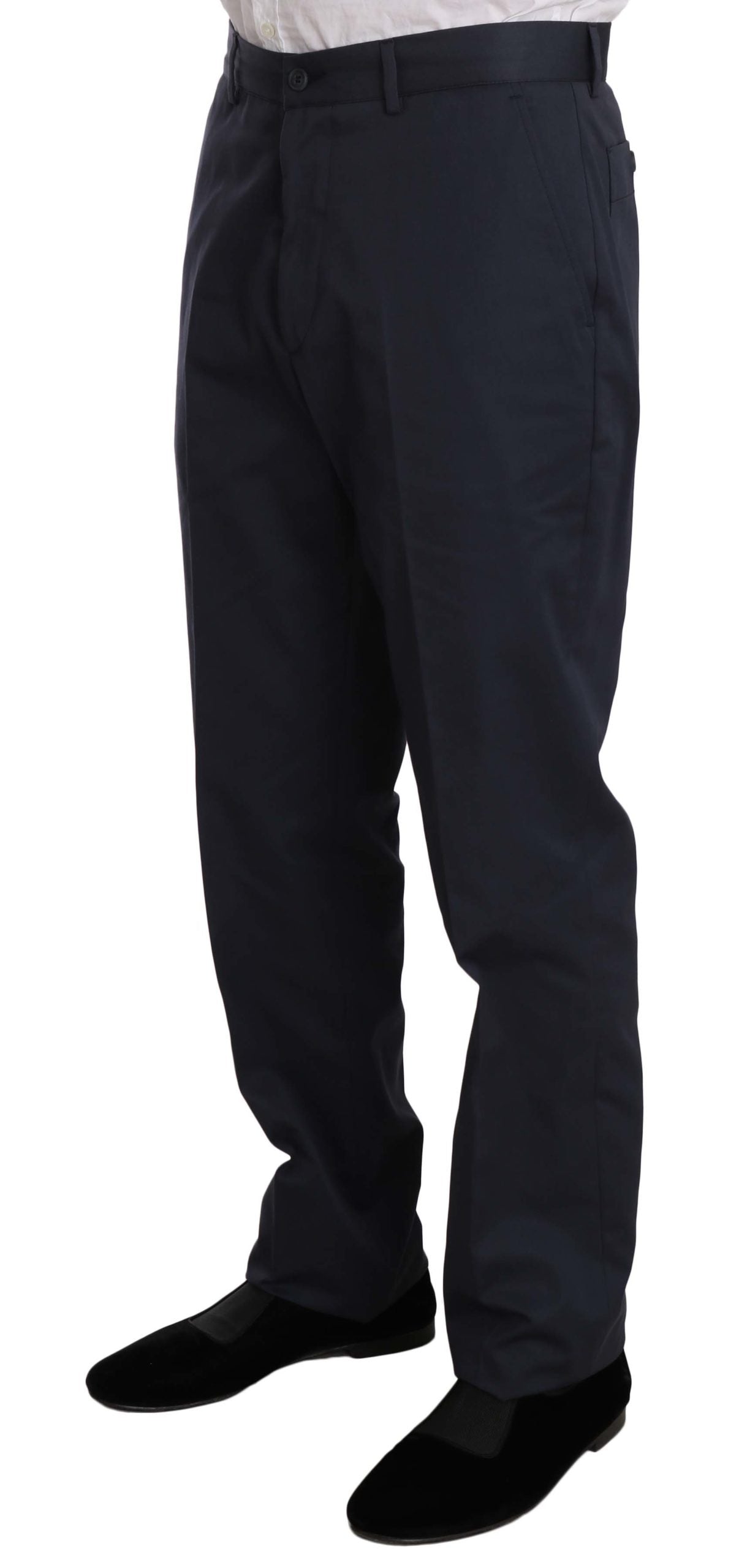 Two Piece 3 Button Cotton Blue Solid Suit Romeo Gigli