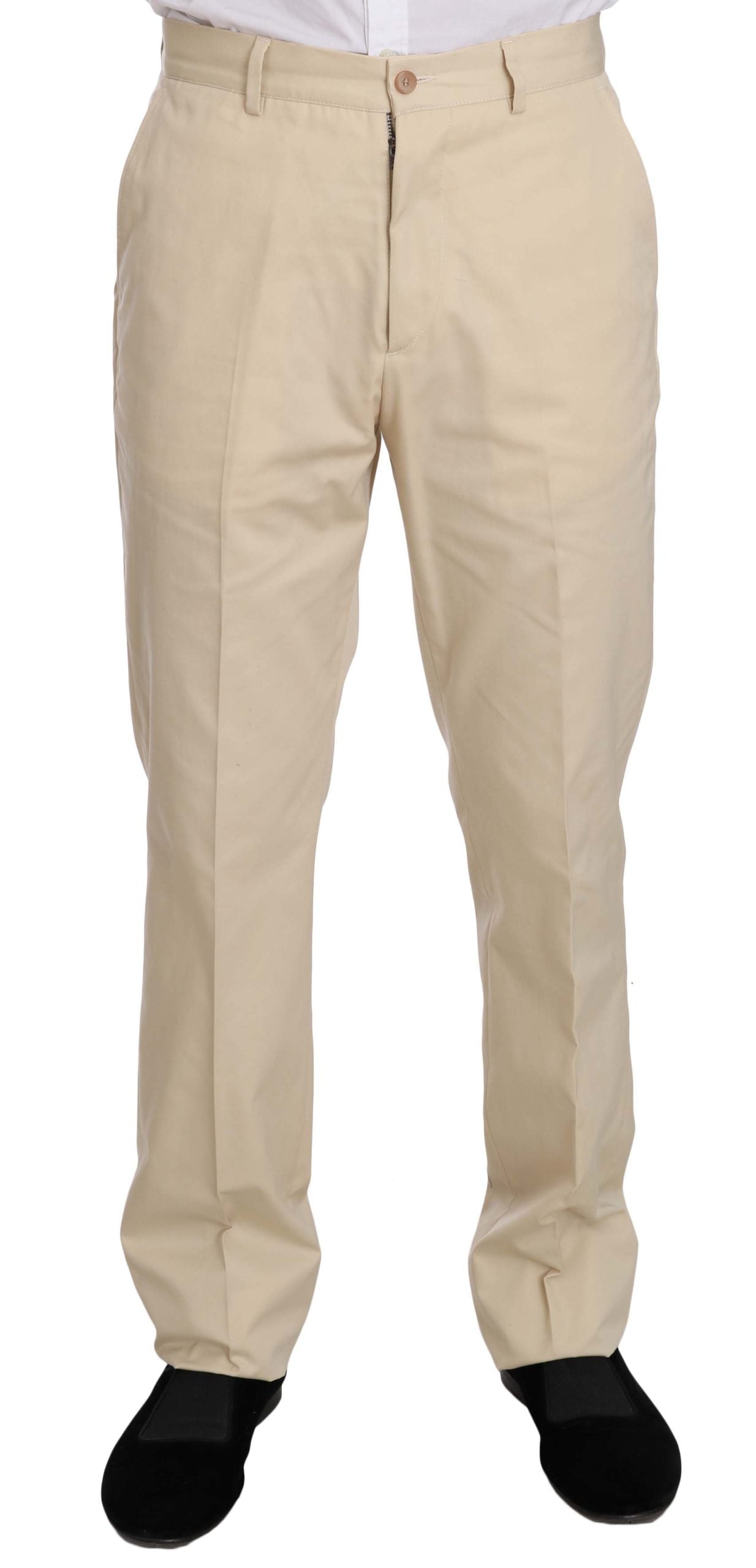 Two Piece 3 Button Beige Cotton Solid Suit Romeo Gigli