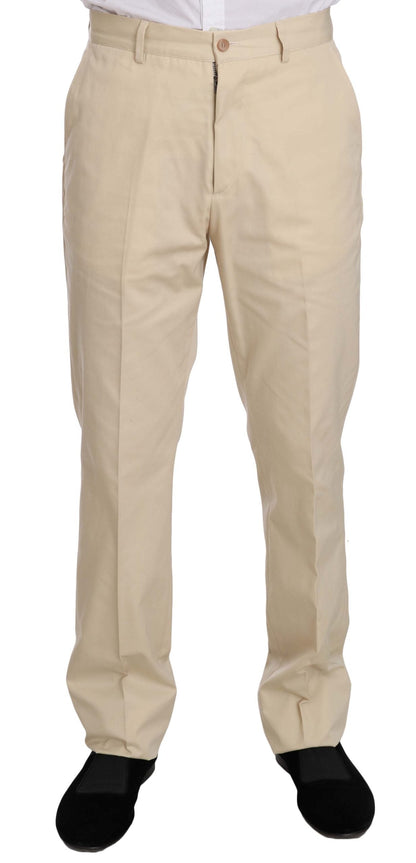 Two Piece 3 Button Beige Cotton Solid Suit Romeo Gigli