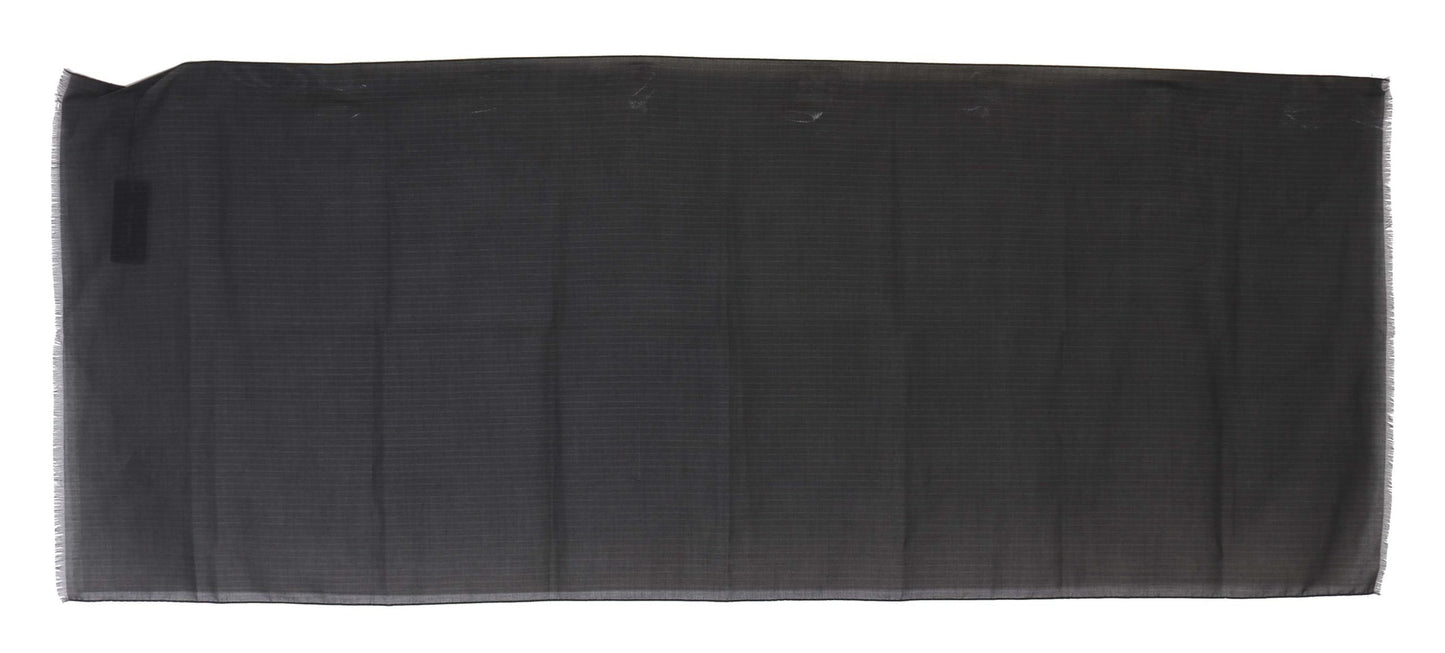 Gray 100% Wool Striped Pattern Wrap Scarf Dolce & Gabbana