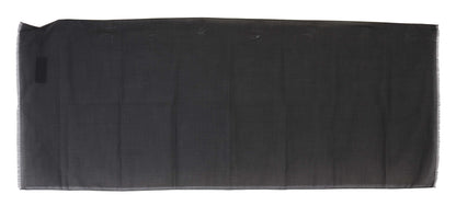Gray 100% Wool Striped Pattern Wrap Scarf Dolce & Gabbana