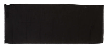 Dark Gray Virgin Wool Striped Pattern Wrap Scarf Dolce & Gabbana