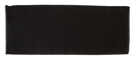 Dark Gray Virgin Wool Striped Pattern Wrap Scarf Dolce & Gabbana