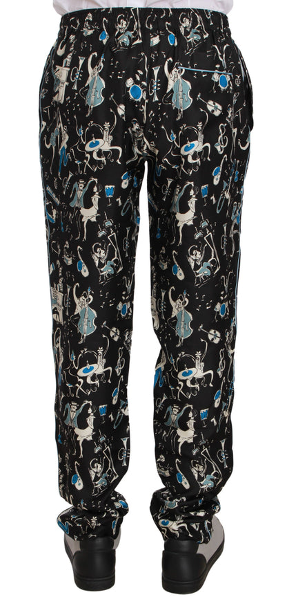 Black Musical Instrument Sleepwear Pants Dolce & Gabbana