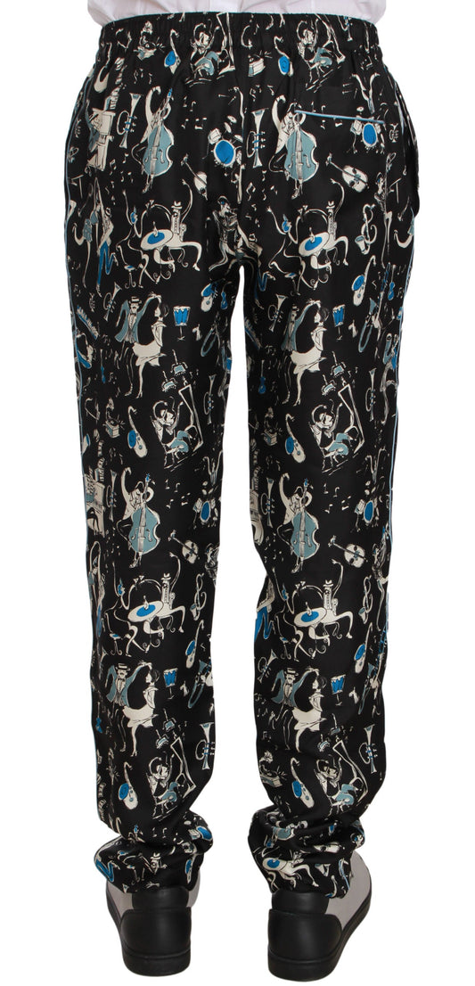 Black Musical Instrument Sleepwear Pants Dolce & Gabbana