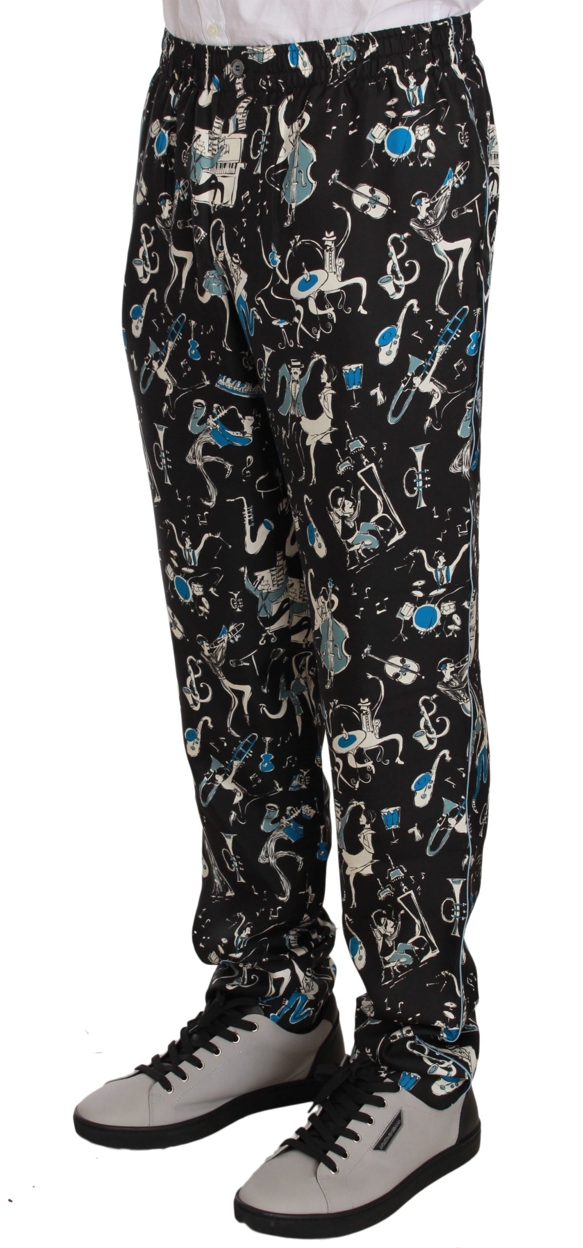 Black Musical Instrument Sleepwear Pants Dolce & Gabbana