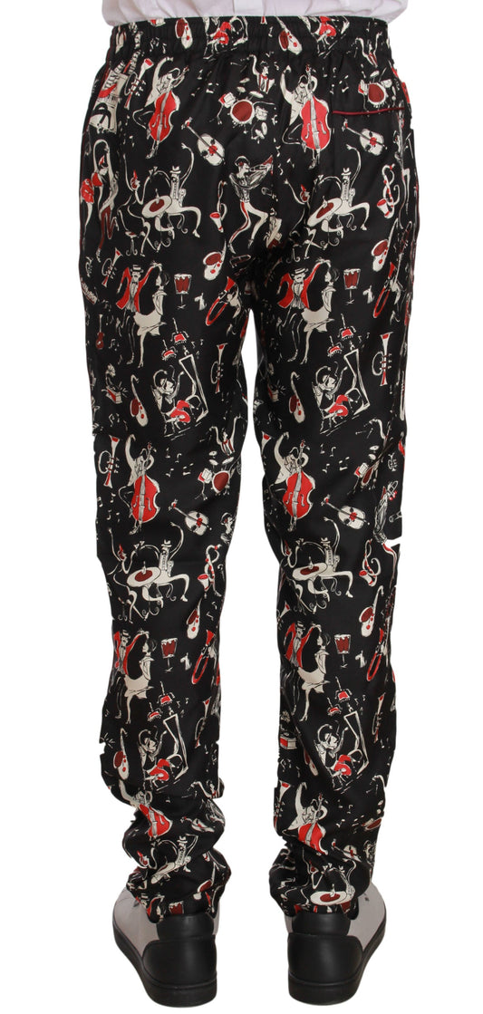 Red Musical Instrument Print Sleepwear Pants Dolce & Gabbana