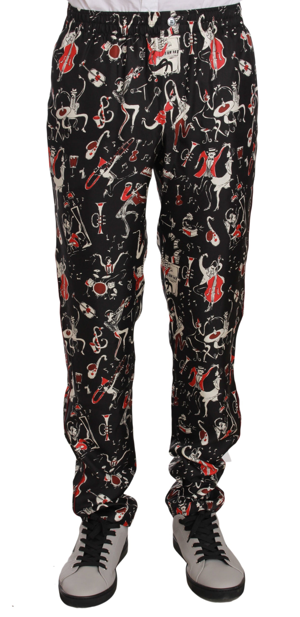 Red Musical Instrument Print Sleepwear Pants Dolce & Gabbana