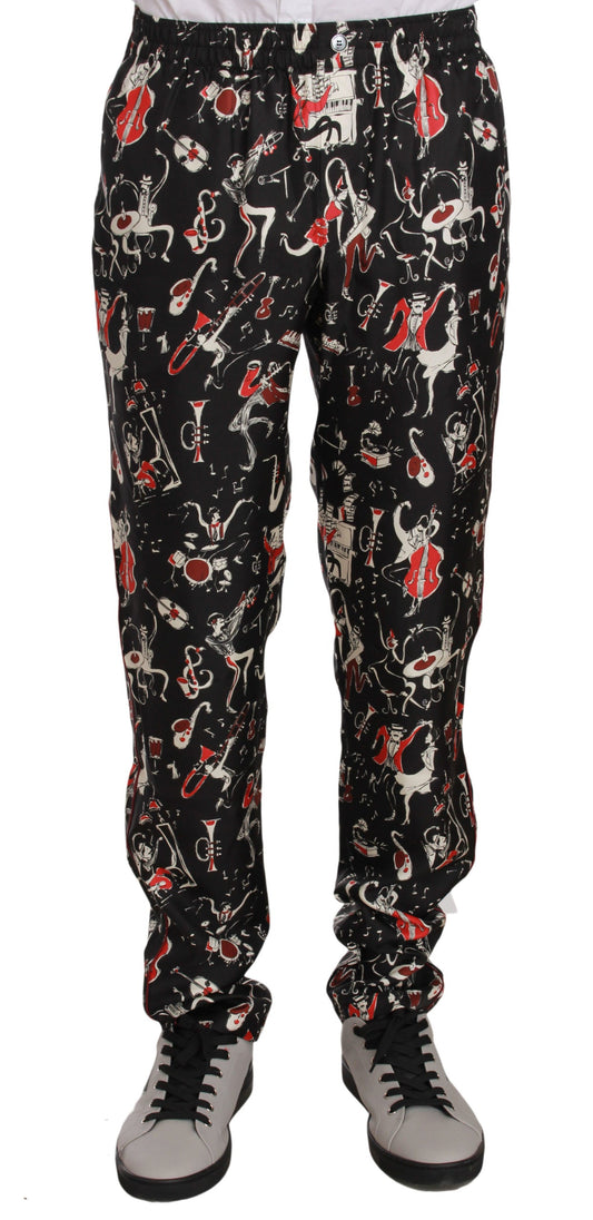 Red Musical Instrument Print Sleepwear Pants Dolce & Gabbana