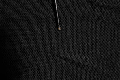 Black DG Silk Vneck Collared Men Polo T-shirt