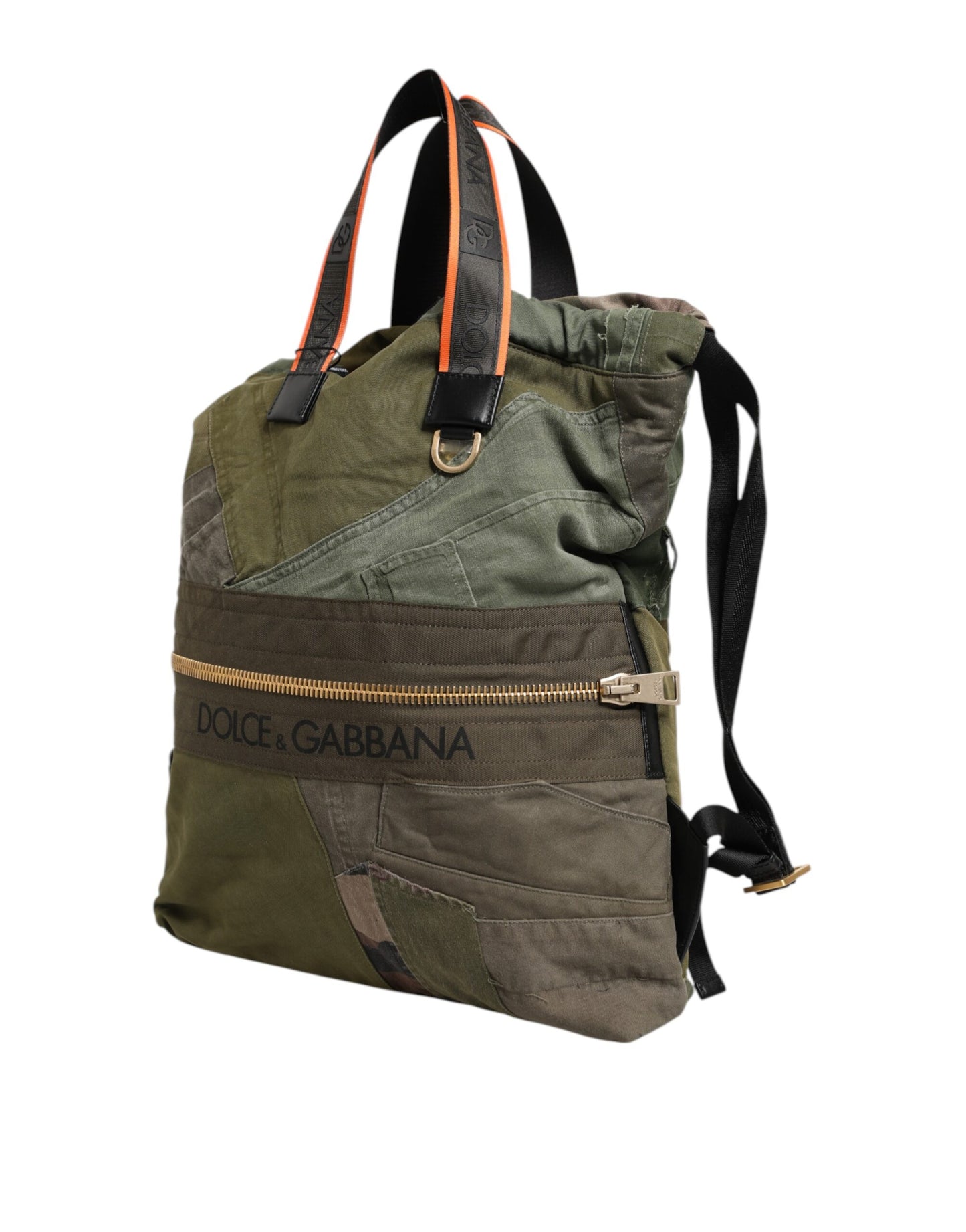 Military Green Patchwork Rucksack Backpack Bag