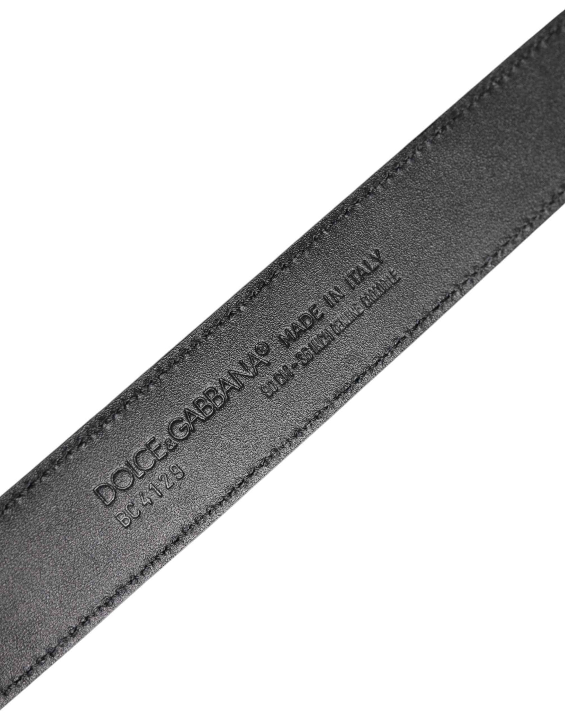 Black Leather Classic Metal DG Buckle Belt
