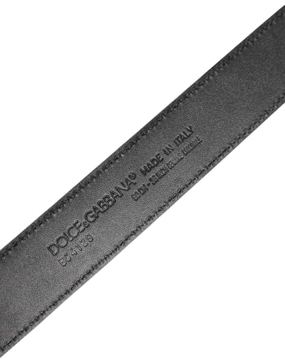 Black Leather Classic Metal DG Buckle Belt