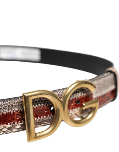 Multicolor Exotic Leather DG Logo Buckle Belt