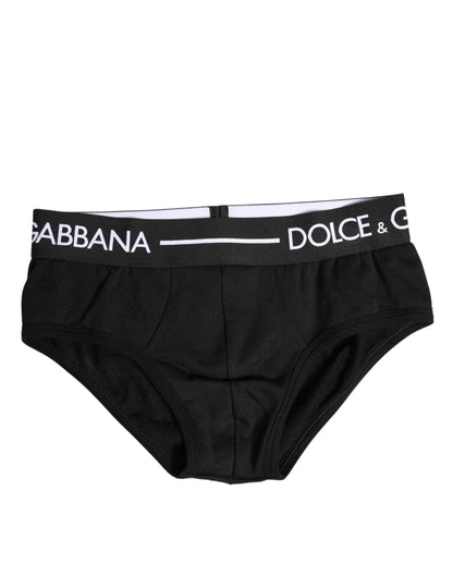 Black Cotton Stretch Regular Brief Underwear
