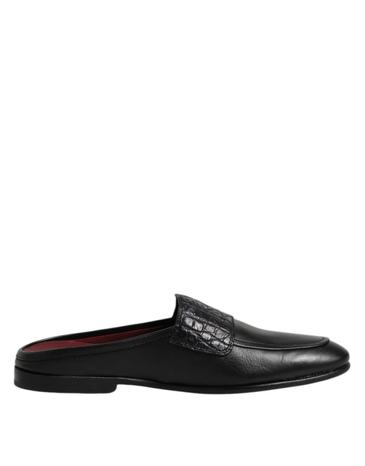 Black Calfskin Leather Slip On Loafers Shoes