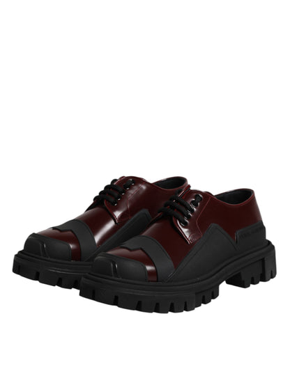 Red Leather Lace Up Trekking Dress Shoes