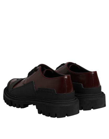 Red Leather Lace Up Trekking Dress Shoes