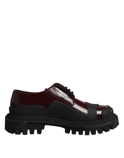 Red Leather Lace Up Trekking Dress Shoes