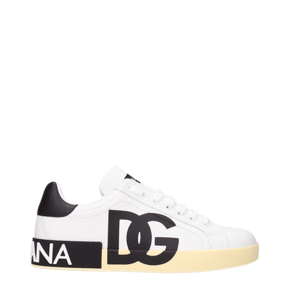 White Leather Low Top Sneakers