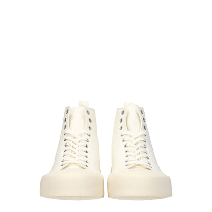 Beige Fabric High Top Sneakers