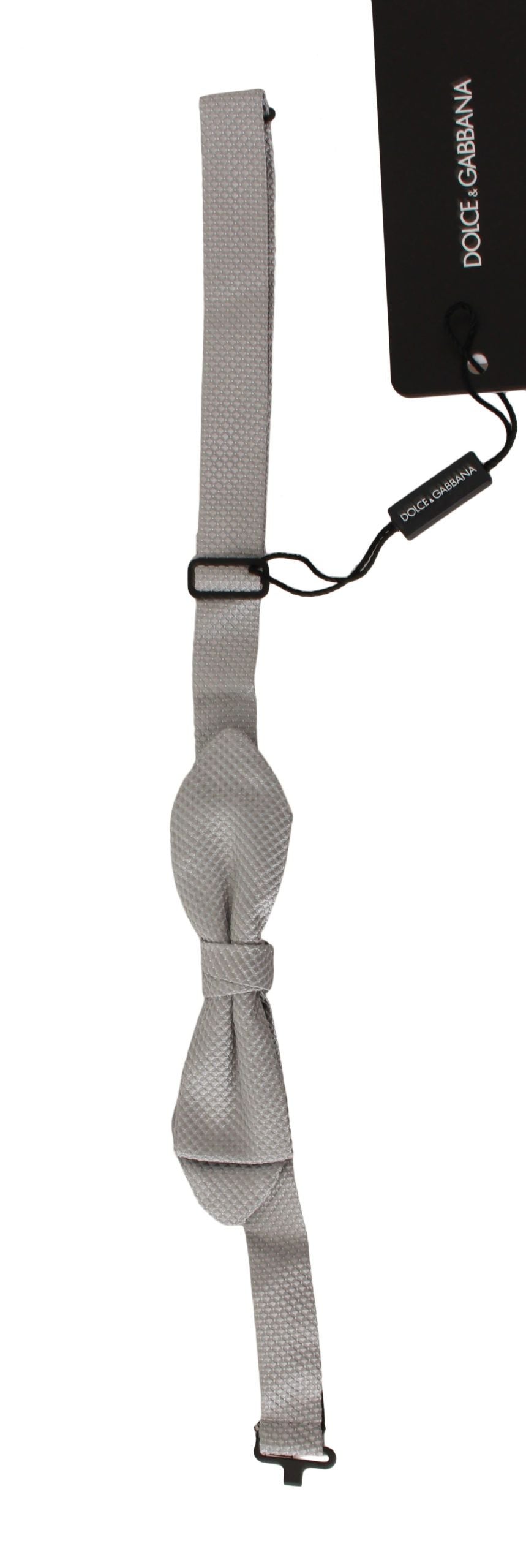 Gray 100% Silk Faille Adjustable Neck Bow Tie Papillon Dolce & Gabbana
