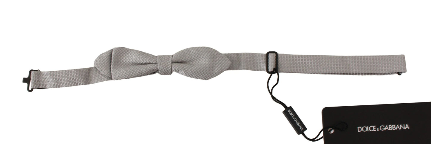 Gray 100% Silk Faille Adjustable Neck Bow Tie Papillon Dolce & Gabbana