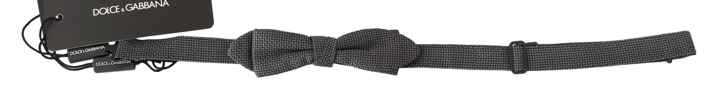 Gray Patterned Silk Adjustable Neck Bow Tie Papillon Dolce & Gabbana