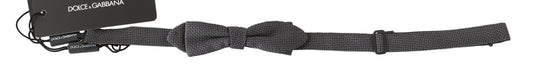 Gray Patterned Silk Adjustable Neck Bow Tie Papillon Dolce & Gabbana