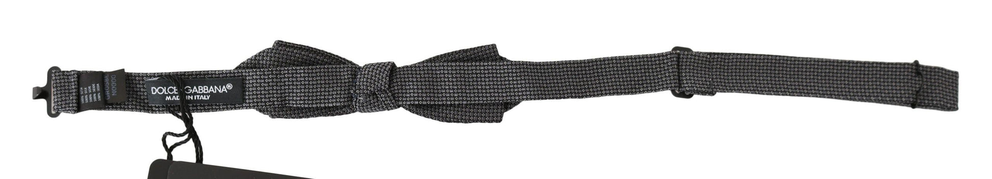 Gray Patterned Silk Adjustable Neck Bow Tie Papillon Dolce & Gabbana
