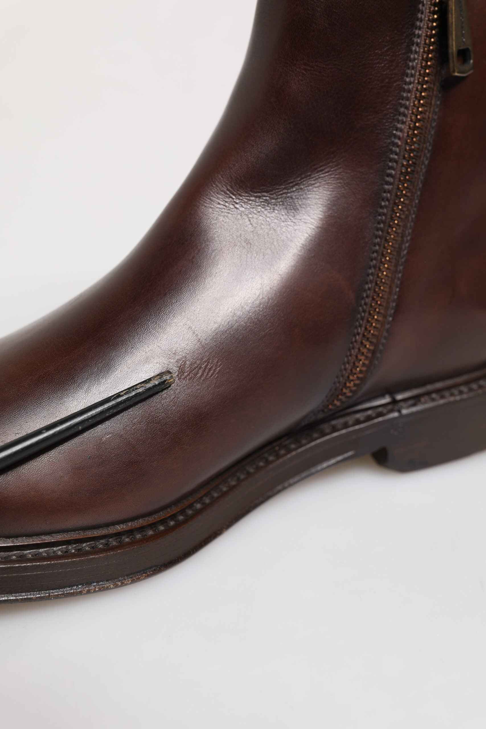 Brown Chelsea Leather Mid Calf Boots Shoes